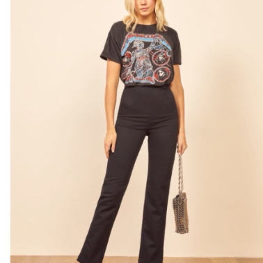 NEW Reformation Black sera Back Zipper Form Fitting Pants